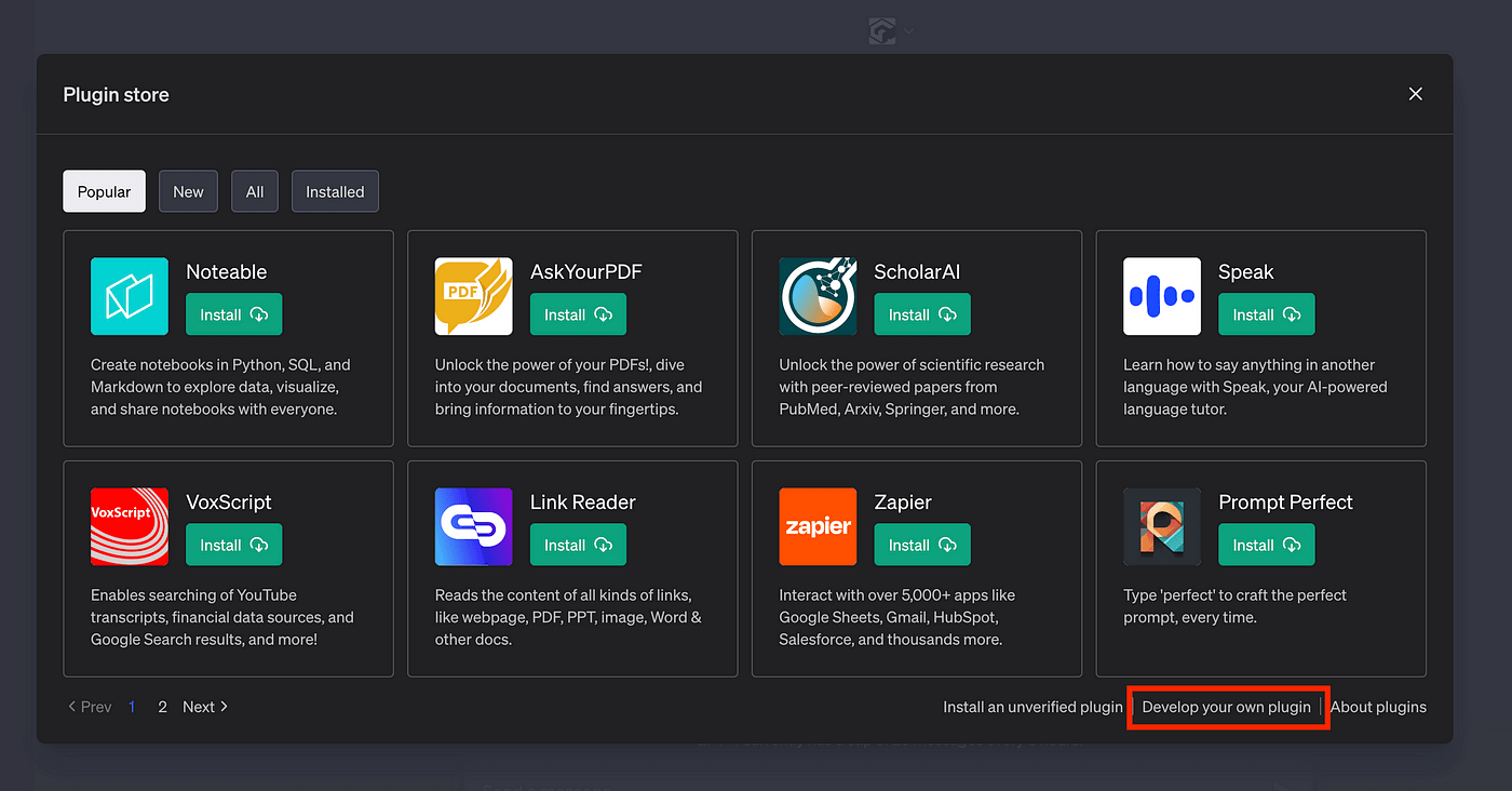 ChatGPT plugin store